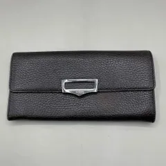 良品　Tod's　トッズ　長財布　ロングウォレット　フラップ　本革　レザー　シボ革　シルバー金具　茶　ブラウンのサムネイル