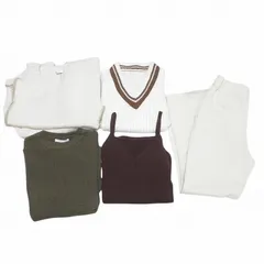 ローリーズファーム LOWRYS FARM イング 他 5点セット おまとめ ニット パンツ キャミソールワンピース ノースリブ 長袖 M F ホワイト系 カーキ ボルドー X