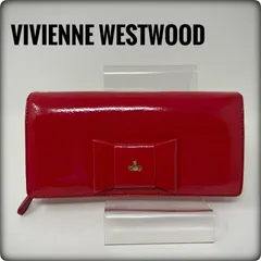 ヴィヴィアン・ウエストウッド Vivienne Westwood リボン オーブロゴ エナメル 長財布 赤