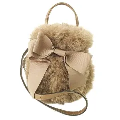 エムズグレイシー M'S GRACY もこもこ 2WAY ショルダー ハンドバッグ クロスボディ 斜め掛け カバン 茶 ブラウン 