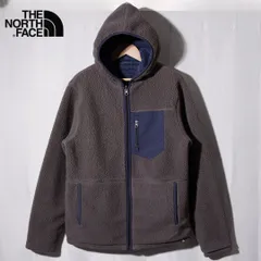 ノースフェイス THE NORTH FACE リバーシブル ジップパーカー M 相当 表記 S グレー ネイビー フリース ジップパーカー ボアパーカー ニットパーカー ストリート テック 古着 Z269