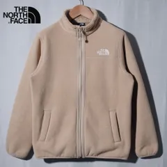美品 ノースフェイス THE NORTH FACE フリースジャケット L 相当 ベージュ ロゴ刺繍  テック アメカジ ストリート オーバーサイズ ビッグシルエット 古着 D922