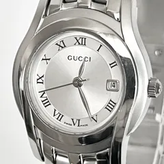 【グッチ 5500L レディース 腕時計 磨き済み 美品】GUCCI 電池新品 シルバー文字盤