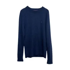 メンズL/トミーヒルフィガー ロゴ クルーネック ウール ニット