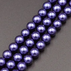 一連 約40cm シェルパール ブルー ラウンド 6mm 連売り シェル パール 貝 パワーストーン ブレスレット 天然石 ビーズクラブ