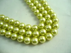一連 約40cm シェルパール グリーン ラウンド 6mm 連売り シェル パール 貝 パワーストーン ブレスレット 天然石 ビーズクラブ