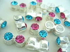 ビーズクラブ ロンデル メタルビーズ ２重 銀 水色 ピンク 10個 15mm ブレスレット ネックレス 金具 金属ビーズ パーツ