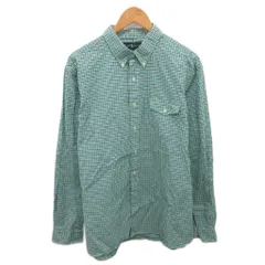 ラルフローレン RALPH LAUREN ボタンダウンシャツ BDシャツ 長袖 チェック オーバーサイズ XL 緑 グリーン 白 ホワイト 紺 ネイビー ☆AA★ ■MET2
