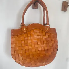 【美品】ズッケロフィラート　本革　レザー　牛革　編み込み　トートバッグ　キャメル　ハンドバッグ　丸底