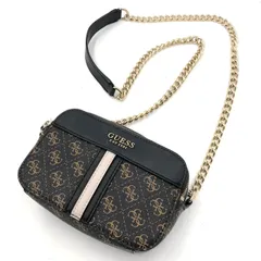 GUESS ゲス ショルダーバッグ モノグラム チェーン 黒 茶 斜めがけ ポシェット