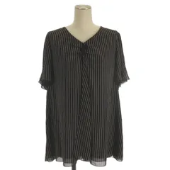 レリアン Leilian ブラウス シャツ 半袖 ストライプ ブラック 11 ■GY43