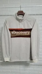100 DISCOVERY アイボリークリーム シェルパ プルオーバー フリース ハーフジップ ジャケット L