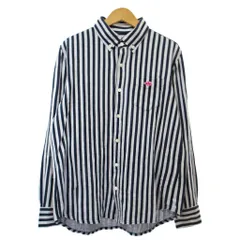 パーリーゲイツ PEARLY GATES 美品 ゴルフ ウエア ジャガード ストライプ ロングスリーブ シャツ ボタンダウン 長袖 ロゴアップリケ 4 紺 ネイビー 1212 IBO86