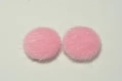 ファー ラウンド カボション ピンク 2個 20mm ボタン イヤリング ピアス エコファー ハンドメイド パーツ ビーズクラブ