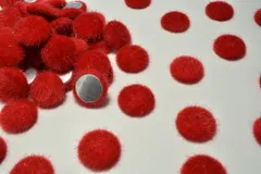 ファー ラウンド カボション 赤 2個 20mm ボタン イヤリング ピアス エコファー ハンドメイド パーツ ビーズクラブ