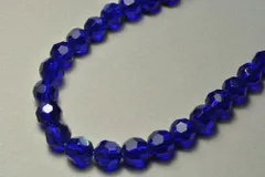 ガラスビーズ 64面カット ロイヤルブルー 8mm 50粒 ビーズクラブ