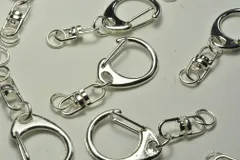 キーホルダー パーツ 回転カン付 古代銀 5個セット 46mm ビーズクラブ