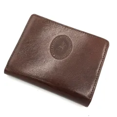 ポロ ラルフローレン 二つ折り財布 茶 レザー ロゴ型押し メンズ コンパクト 本革