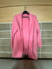 ピンク アンゴラ カーディガン