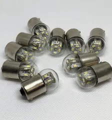 高輝度 オリジナル高品質ガラスレンズ搭載 BA15S G18 S25 24V トラック 特注ハイパワーチップ 12基搭載 マーカー球 ポジションランプ 車幅灯 スモール ナンバー灯 ウインカー コーナーランプ サイドマーカー バスマーカー ナマズ 10個のサムネイル