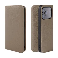 新品 HANATORA for iPhone 17Pro ケース 手帳型 本革 スマホケース スマホ スタンド コードホルダー 付き シュリンクカーフレザー ギフト マグネットなし グレージュ PH-17Pro-Grege ギフト 誕生日ギフト 女性 彼女 お