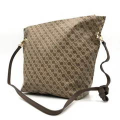 【美品】ゲラルディーニ ショルダーバッグ ソフティ ブラウン 茶 斜めがけ 軽量 総柄 マチ広 GH0311