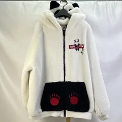 01w-6022 PANDIESTA パンディエスタ  フェイクファーパーカー ジップアップ  ホワイト×ブラック  サイズL  メンズ  パーカー  ポリエステル  【中古品】