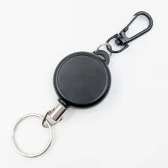 リールキーホルダー カラビナ付き ブラック 小 1個 ワイヤー 伸縮約62cm キーリング キーチェーン シンプル 落下防止 紛失防止 アウトドア ビーズクラブ