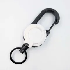 リールキーホルダー カラビナ付き ホワイト  1個 ワイヤー 伸縮約65cm キーリング キーチェーン 落下防止 紛失防止 アウトドア ビーズクラブ