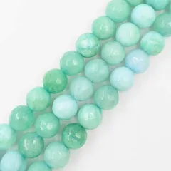 ジェイド 天然石 多面カット エメラルドグリーン No.4 8mm 1連 約49玉 ラウンドカット ハンドメイド素材 連売り 染色 緑 パワーストーン アクセサリーパーツ ビーズクラブ