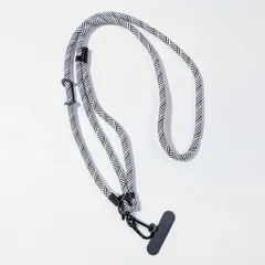 スマホショルダー ブラック ホワイト ロングストラップ パラコード 1個 長さ調整可能 斜め掛け対応 ネックストラップ 落下防止 スマホアクセサリー ビーズクラブ