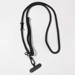 スマホショルダー ブラック ロングストラップ パラコード 1個 長さ調整可能 斜め掛け対応 ネックストラップ 落下防止 ビーズクラブ