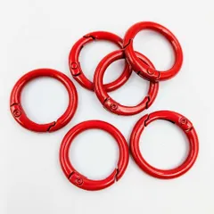 カラビナ 丸型リング 赤色 5個セット 外径24mm レッド キーホルダー ハンドメイドパーツ 接続金具 接続パーツ ビーズクラブ
