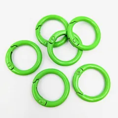 カラビナ 丸型リング 黄緑 5個セット 外径24mm イエローグリーン キーホルダー ハンドメイドパーツ 接続金具 接続パーツ ビーズクラブ