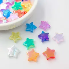 アクリルビーズ 星型 50個セット ミックスカラー オーロラ加工 約10×11mm B-01 ハンドメイド アクセサリーパーツ ビーズクラブ