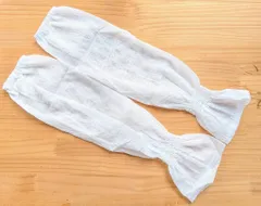 アームカバー ガーゼ生地 ホワイト 接触冷感 日焼け防止 47cm ずれない 腕カバー 白色 ロング丈 ひんやり 無地 紫外線対策 日除け スポーツ おしゃれ レディース ビーズクラブ