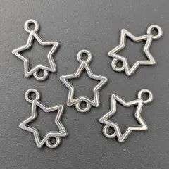 チャーム スター C-005 空枠 シルバー コネクター 約15×12mm 2カン付き 10個セット ハンドメイド素材 ビーズクラブ