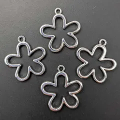 チャーム フラワー C-001 中空タイプ シルバー 6個セット 約23×22mm アクセサリーパーツ ハンドメイド素材 ビーズクラブ