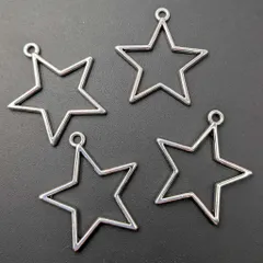 チャーム 星 C-002 中空タイプ シルバー 6個セット 約30×27mm  アクセサリーパーツ ハンドメイド素材 ビーズクラブ