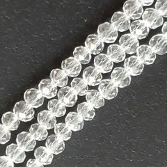 ガラスビーズ ボタンカット No.1 3mm クリア 透明 連売り ビーズパーツ ネックレス ブレスレット ビーズクラブ