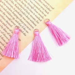 カラータッセル 桃 30mm 12個 No.4 ピンク タッセルパーツ チャーム カン付 フリンジ 房飾り ハンドメイド アクセサリーパーツ ビーズクラブ