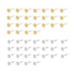 YFFSFDC サージカルステンレス 丸皿 ピアス ピアスパーツ 樹脂 キャッチ 2色 ゴールド シルバー 4mm 平皿 100個セット