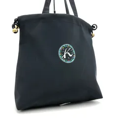 キタムラ トートバッグ レザー 紺色 Kロゴ A4 ハンドバッグ 肩掛け 大容量