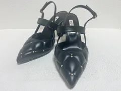 極美品 DIANA ダイアナ ストラップ付きパンプス ポインテッドトゥ 黒 合皮スムース 24cm