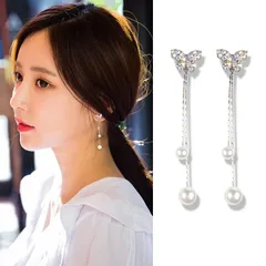 ピアス レディース 蝶 バタフライ 揺れる バックキャッチ 2Way パール スタッドピアス クリア ストーン 小さめ ロング 蝶々 パヴェ シルバー 韓国 ファッション 結婚式 パーティー 発表会 二次会 プレゼント ギフト 送料無料