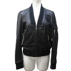 ダブルスタンダードクロージング ダブスタ DOUBLE STANDARD CLOTHING ラムレザージャケット ライダース ブルゾン 裏地 総柄 プリント 羊革 切替 黒 ブラック IBO85 0109のサムネイル