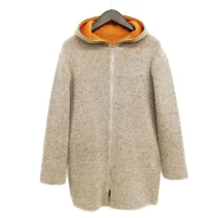 ピーエスポールスミス PS Paul Smith リバーシブル ニット フーディー ジャケット パーカー M ベージュ イエロー