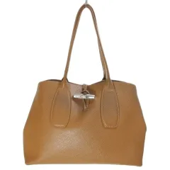 ロンシャン LONGCHAMP レザートートバッグ 肩掛け 鞄 A4収納 トグルボタン 茶 ブラウン /X