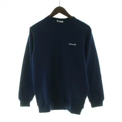 アディダス adidas タグ付き ヴィンテージ デサント製 スウェット トレーナー 長袖 ロゴ 刺繍 裏毛 M 紺 ネイビー ■GY18 /MQ