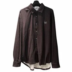 ナノユニバース nano universe 幾何学模様 プリントシャツ 総柄 刺繡入り XL 茶 ブラウン 641-2261703 メンズ